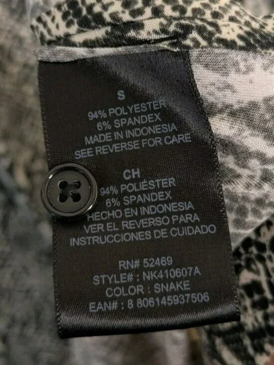 NWT Norma Kamali Snakeskin Print Button Down Stretchy Shirt Dress Size Small - Picture 6 of 6